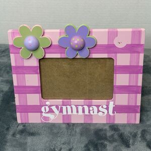 Gymnast Pink And Purple Wooden Picture Frame Flower Retro Handmade 4x6